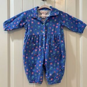 Jillians Closet Vintage Floral Corduroy Romper Size 3 Months 90’s Long Sleeve